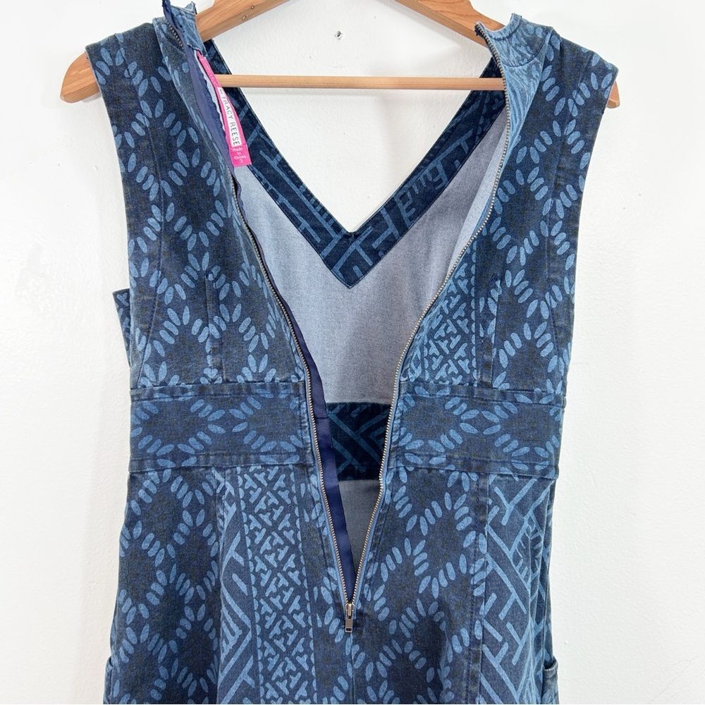 Anthropologie Plenty by Tracy Reese Blue Diamond Denim Dress Size 2 Preppy Boho - Picture 5 of 15